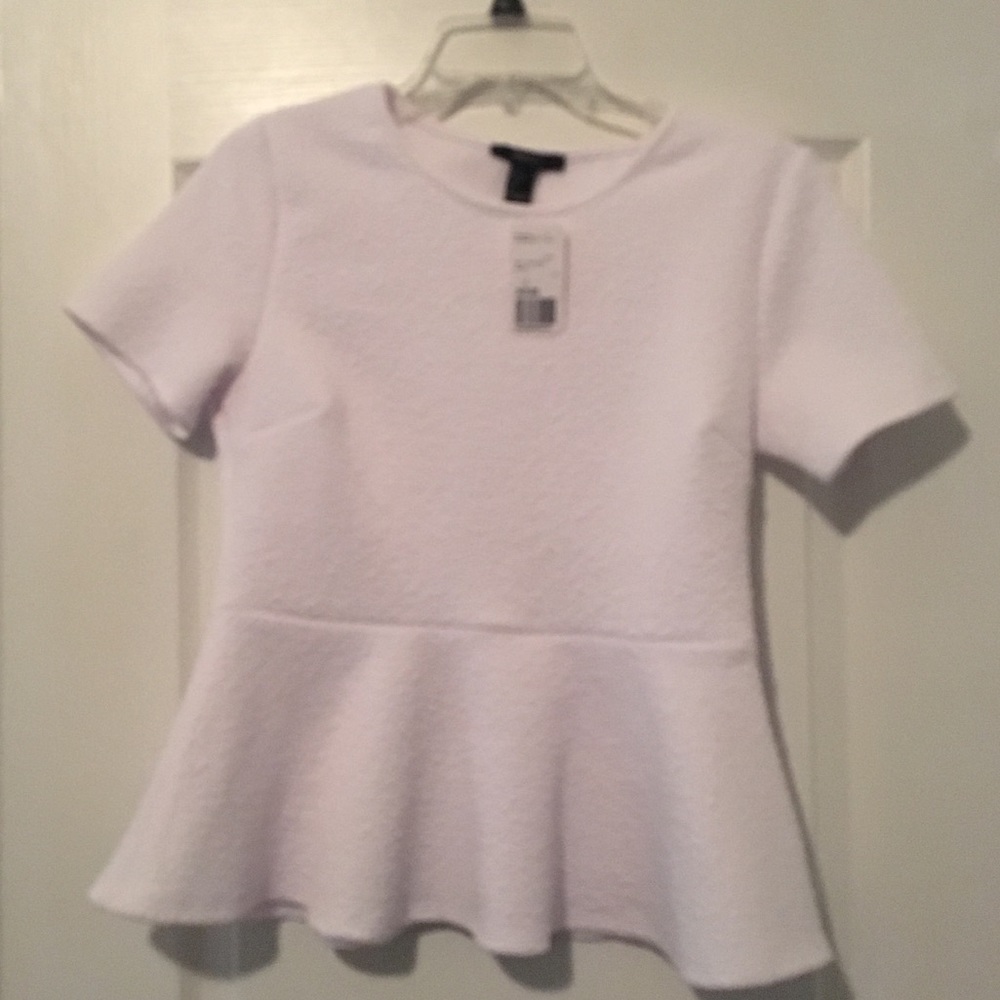 F21-White Peplum Top